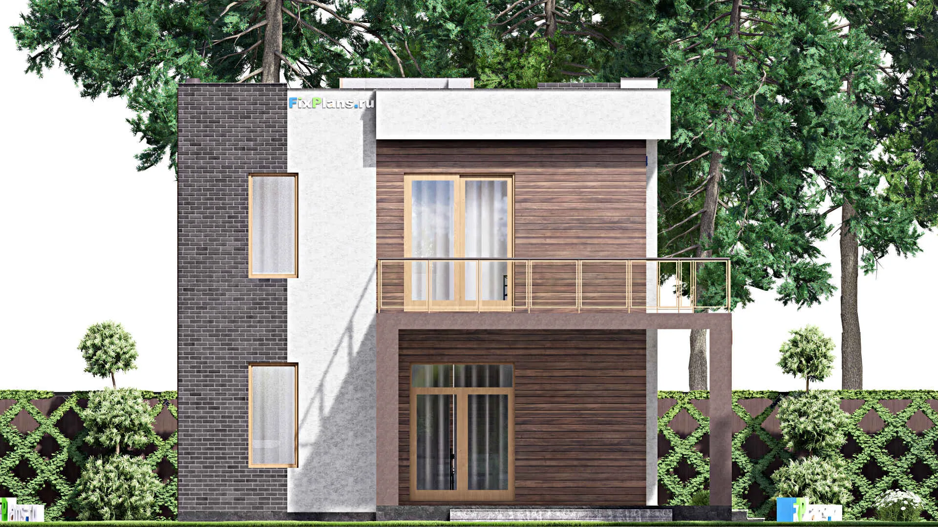 F-16154 - Планы двухэтажного дома 10 на 13, площадью 160 м² с террасой, балконом и 2 спальнями