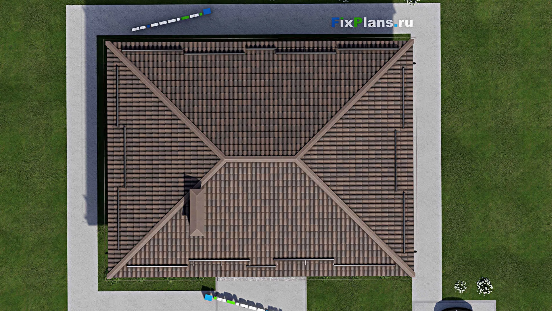 F-7703 - Проект одноэтажного дома 12 на 14, площадью 120 м² с 3 спальнями
