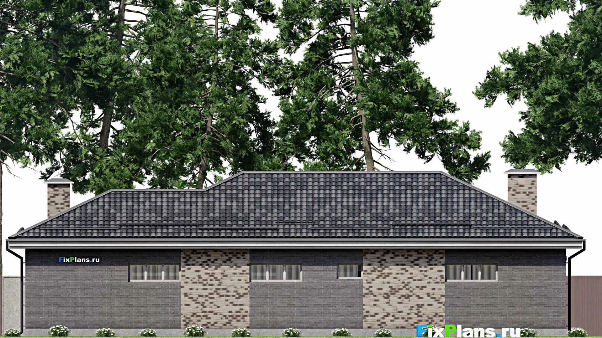 F-5876 - Проект одноэтажного дома 16 на 21, площадью 190 м² с баней, бассейном и 2 спальнями