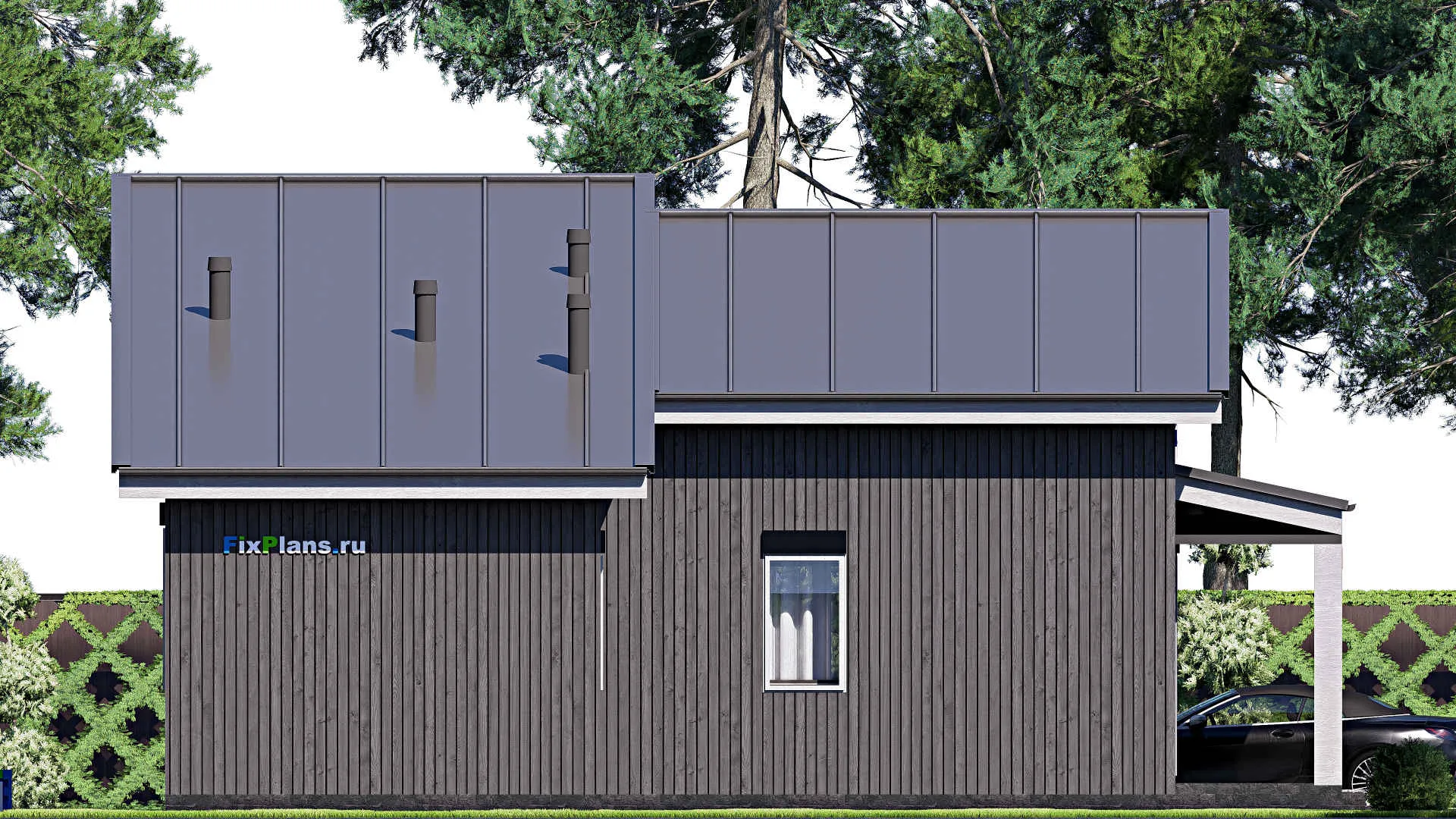 F-20447 - План одноэтажного дома 13 на 14, площадью 120 м² с террасой и 2 спальнями